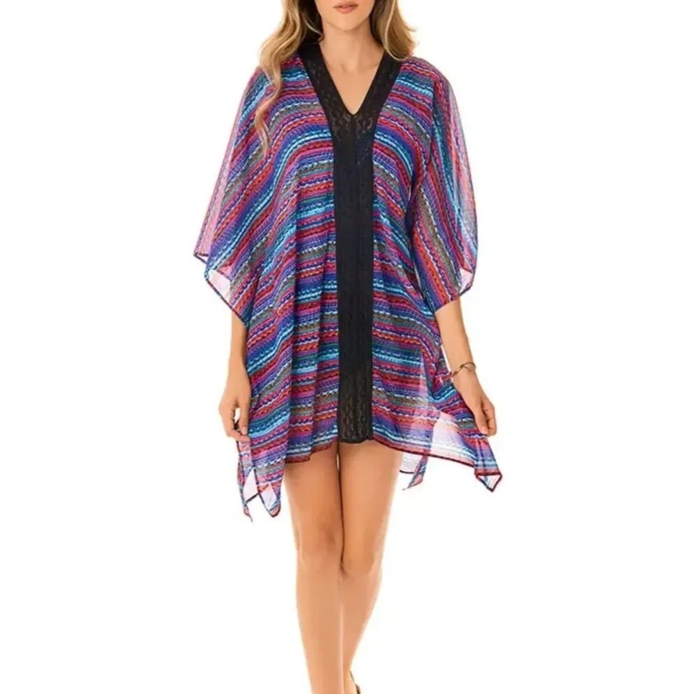 NWT Miraclesuit Carnivale Caftan Swimsuit Cover-Up Multi Color Striped Small - Picture 12 of 14